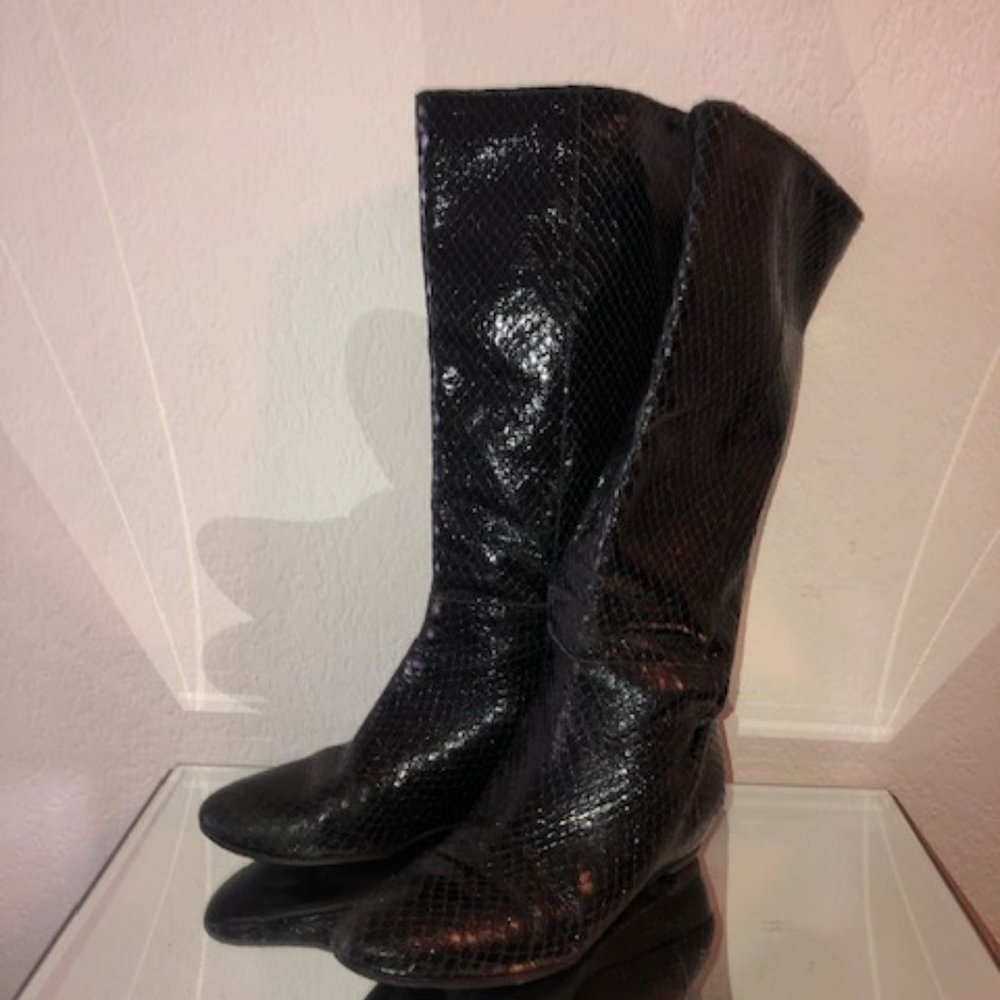 6.5. Loeffler Randall Matilde Leather Black Snakeskin